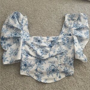Floral Blue and White Women's Crop top